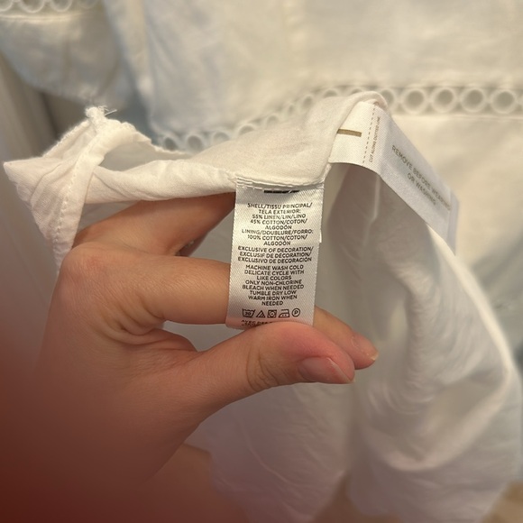 Ann Taylor Linen Blend white summer circle eyelet dress - Picture 7 of 7